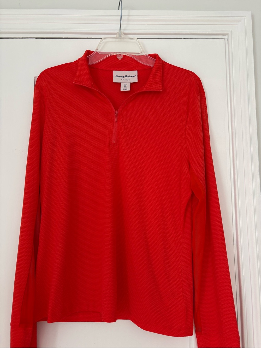 Tommy Bahama Active Orange-Red Textured Half-Zip Pullover